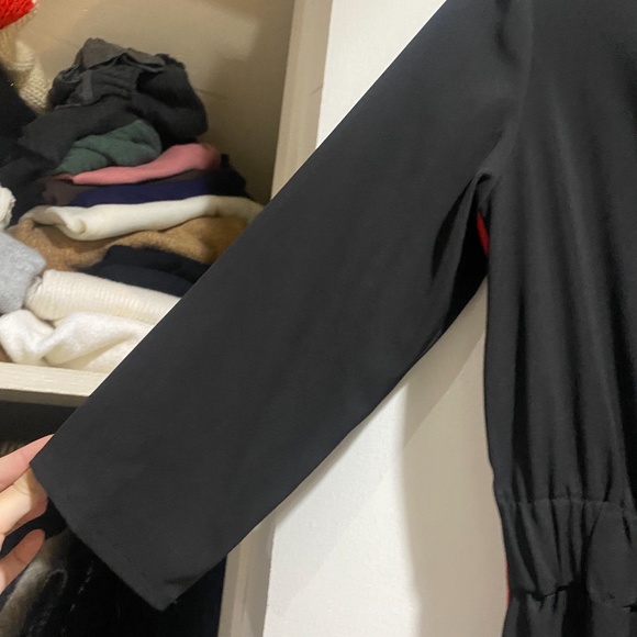 zip front black stripe midi dress - Picture 4 of 5